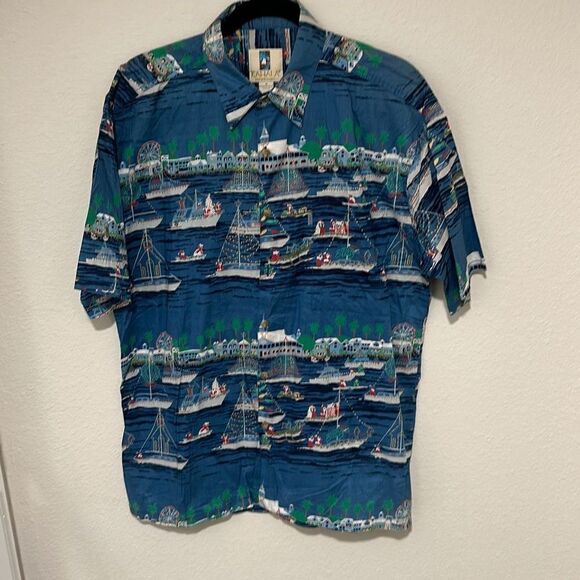 Vintage 90’s Kahala Mens Multicolor Balboa Island Christmas Boat Parade Shirt M - Picture 1 of 7